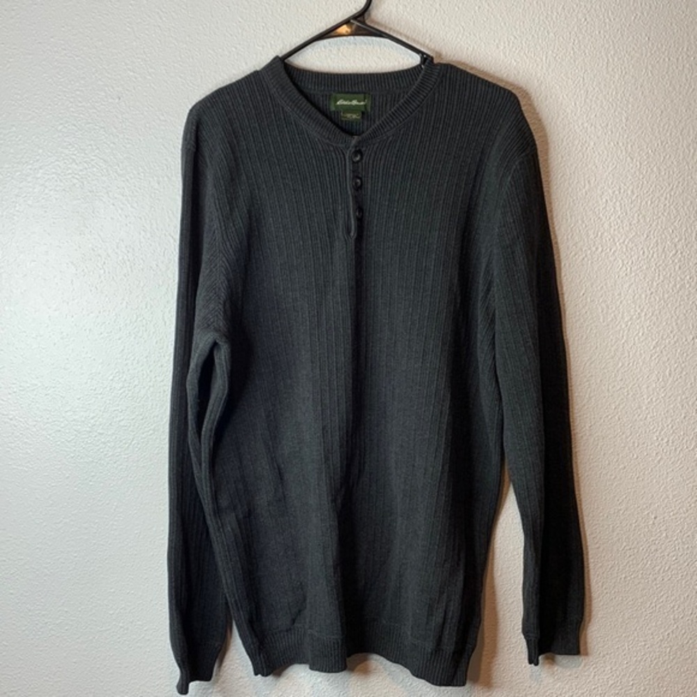 Eddie Bauer Henley Crewneck knit Sweater - Tall Large